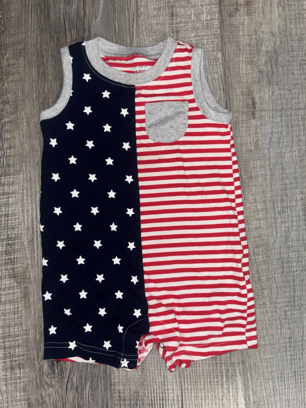Striped Red & Navy Star Sleeper Romper